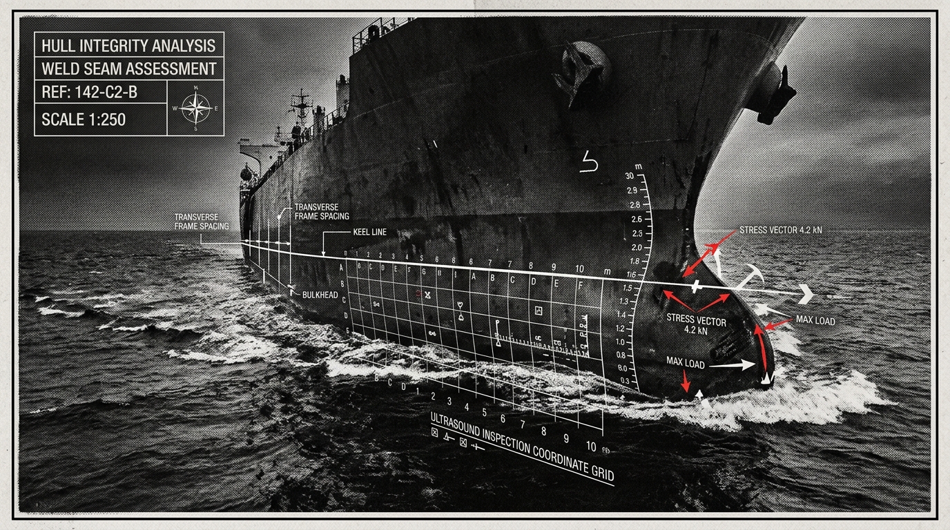 Vessel Hull Integrity Assessment with Ultrasonic Testing Grid