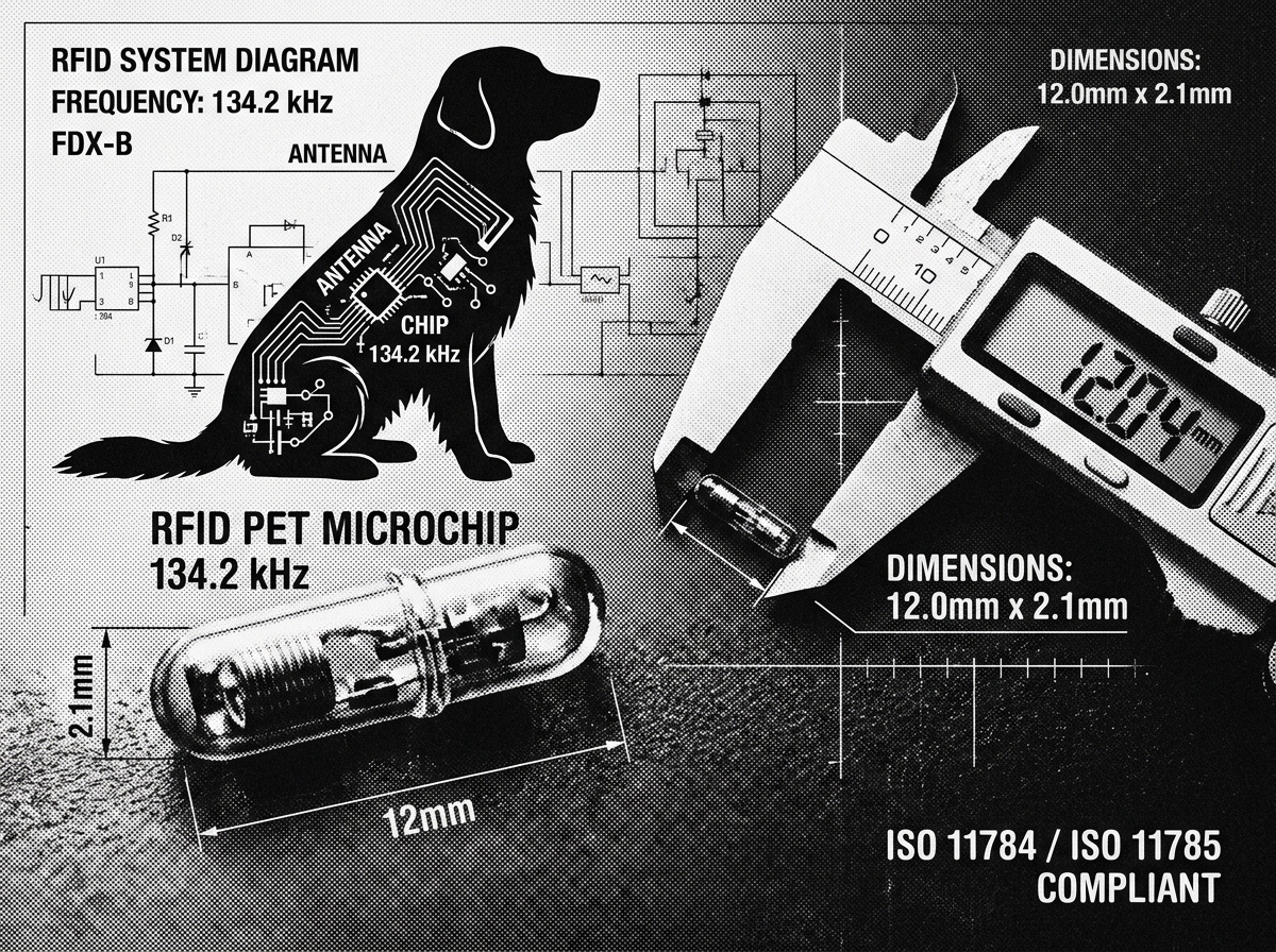 DPPHL-TECH RFID Pet Microchip with Caliper Measurements and Dog Silhouette